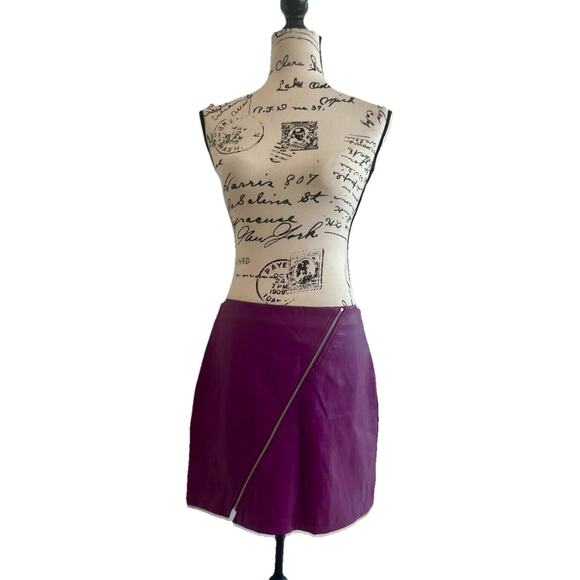 BarIII Mini Skirt Purple Croc Embossed Faux Leather Zip Detail  Sz L Aesthetic - Picture 4 of 16